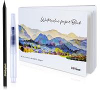 Jexnovashop-Carnet De Papier Aquarelle A5-40 Feuilles 300g - Inclus 1 Crayon Aquarellable + 1 Stylo Pinceau À Réserve D'eau - Materiel Dessin Pour Peinture Aquarelle
