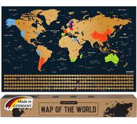 JEXNOVASHOP-Carte du monde a gratter - 68 X 43 CM - dorée - planisphere monde - map carte monde - carte a gratter - poster carte du monde - scratch off travel map poster monde - carte voyage a gratte