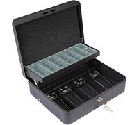 JEXNOVASHOP-Cashier Clip C9244-EUR Caisse à monnaie et billets à clé pour ranger et transporter l'argent Caisse en acier monnayeur et compartiment pieces et clip billet Coffre fort portatif 30 cm