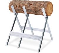 JEXNOVASHOP-Chevalet de sciage, couper le bois, pliable, support tronçonneuse, acier, HxLxP: 81 x 75,5 x 81 cm, argenté
