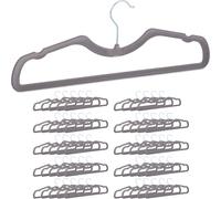 JEXNOVASHOP-Cintre en Velours Set 50, Cintre à Costume Traverse Pantalon, 42 cm, antidérapant, Encoche, Crochet, Gris