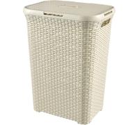 JEXNOVASHOP-Coffre à Linge 60L - Aspect rotin 44,8x34,1x61,5 cm Ivoire
