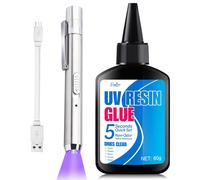 Jexnovashop-Colle Avec Lampe Uv - 60g De Résine Uv Avec Lampe De Poche Uv Rechargeable 395 Nm, Séchage Rapide En 5 Secondes, Collage Rapide Et Soudure Adhésif Uv, Idéal Pour Réparer Des Bijoux, Verre