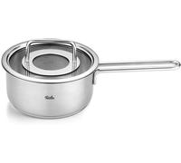 Jexnovashop-Collection Pure Casserole En Acier Inoxydable (16 Cm, 1,4 L), À Queue, Avec Couvercle En Verre, Graduation Intérieure, Compatible Induction, Argenté