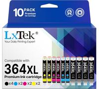 JEXNOVASHOP-Compatible Cartouches d'encre Remplacement pour HP 364 364XL pour Photosmart 5510 5520 6510 6520 7510 7520 B109a Deskjet 3070A 3520 Officejet 4620 4622 (Noir Cyan Magenta Jaune, 10-Pack)