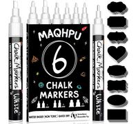 Jexnovashop-Craie Pour Tableau Noir, Lot De 6 Feutre Craie Blanche Pour Fenêtres Et Tableaux Noirs Et 45 Étiquettes, Marqueur Scraie Effacable Stylo Craie Pour Verre Et Pots À Épices (1 Mm, 3 Mm, 6 M