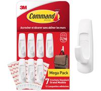 JEXNOVASHOP-Crochet Blanc, Paquet Économique - Lot de 7 Crochets et 12 Languettes, 2.2 kg - Pour Accrocher et Décorer Sans Abîmer