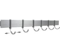 JEXNOVASHOP-Design Hambourg Rail À Crochets, Barre Ustensiles Cuisine Mural Auto-Adhésif, Crochet Métal Crochets De Cuisine Sans Perçage 6 Crochets Inox Mobiles 40cm Design Moderne argenté gr