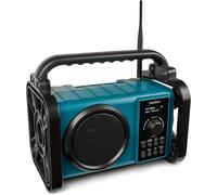 JEXNOVASHOP-E66877 Radio de Chantier Dab+ (boîtier Robuste, étanche aux Projections d'eau (IP44), Bluetooth 5.0, Radio FM PLL, lumière de Travail LED, Fonctionnement sur Batterie et sur Secteur) Bleu