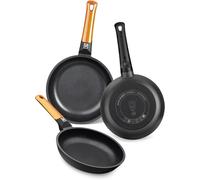 Jexnovashop-Efficient Orange Set 3 Poêles 20-24-28 Cm, Fonte D¿Aluminium Avec Revêtement Antiadhésif Platinum Plus Sans Pfoa, Compatible Tous Feux Dont Induction