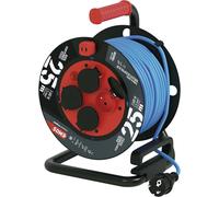 JEXNOVASHOP-enrouleur de câble d'exteriéur, résistant au gel avec isolation en PVC durable, 25m de câble 1,5 mm2, 4 prises avec couvercles rabattables, IP44 étanche pour l'extérieur, l'industrie, le