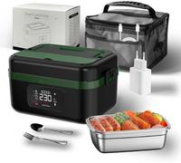 JEXNOVASHOP-Gamelle Chauffante 1000ml Sans Fil, Lunch Box Chauffante avec Batterie 16000mAh,USB-C Rechargeable, Minuterie 240min, 6 Températures, Maintien Chaud,inox 304,Pour Bureau/Chantier/Voiture