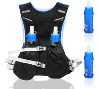 Jexnovashop-Gilet Hydratation Running Avec 2 Gourdes Souples 500 Ml, Sac Hydratation Running, Réfléchissant Léger Et Respirant, Bretelles Réglables Pour Homme Et Femme, Pour Marathon, Trail, Cyclisme