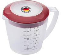 Jexnovashop-Gobelet Mélangeur/Doseur Avec Protection Contre Les Éclaboussures, Couvercle Et Bec Verseur, En Plastique, Capacité: 1,4 Litre, Helena, Transparent/Rouge, 3105227r