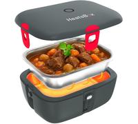 JEXNOVASHOP-HeatsBox Go Boite Chauffante Repas Électrique Mobile, Sans BPA, Contrôle par Application, Batterie Intégrée, Bol Anti-Fuite Gamelle Chauffante en Acier Inoxydable (925 ml), 100 W, Gris