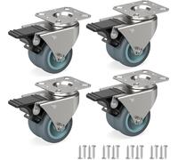 JEXNOVASHOP-Jeu de 4 Roulettes pour meubles 50 mm - Roulettes pivotantes avec frein jusqu'à 100 kg par roue - Roulettes charge lourde pour usage intérieur et extérieur - Roulettes industrielles