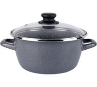 Jexnovashop-K2 Gransasso. Casserole 24 Cm + Couvercle En Verre. Extérieur Gris Moucheté. Antiadhésif Bi-Couche Renforcé Pierre, Convient Pour Tous Types De Feux, Spécial Induction. 50% D'économie