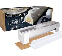 Jexnovashop-Kit Moule Bûche Inox - Gouttière À Bûche En Métal - Accessoires Pâtisserie Dessert De Noël - Avec Insert Et Recette De Bûche 3 Chocolats - 1910