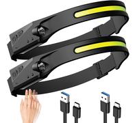 Jexnovashop-Lampe Frontale Duo Pack Rechargeable En Usb Torche Frontale Led 5 Modes Ultra Puissant Lumière Blanche - Résistante Aux Éclaboussures & Légère Vélo, Running, Camping, Bricolage, Randonnée