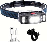 Jexnovashop-Lampe Frontale Led Ultra Lumineuse - 7 Modes - Rechargeable Par Usb - Avec Voyant D'avertissement Rouge - Étanche Ipx5 - Pour La Course, Le Jogging, La Pêche, Le Camping, Le Cyclisme, La