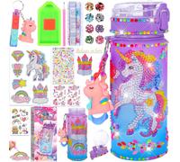 JEXNOVASHOP-Licorne Gourde Fille DIY 600ml à Personnaliser avec Kit de Loisir Créatif, Diamond Painting Jeux Enfant 2-6 Ans, Cadeau Créatif
