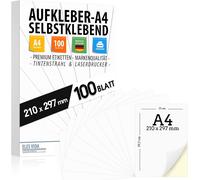 JEXNOVASHOP-Lot de 100 étiquettes autocollantes DIN A4, 210 x 297 mm, imprimables universelles, surface blanche mate, compatibles avec les imprimantes à jet d'encre et laser, autocollants pour de nom