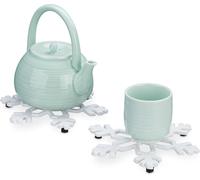 Jexnovashop-Lot De 2 Dessous-De-Plat Flocon De Neige, Hxlxp : 1,5x18x18 Cm, Support Pour Théière & Casserole, Fonte, Blanc