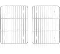 JEXNOVASHOP-Lot de 2 grilles de refroidissement, en acier inoxydable, rectangulaires, pour rôtir, cuisson, barbecue, refroidissement, 22 x 16 x 1,5 cm