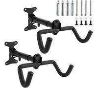 Jexnovashop-Lot De 2 Porte Velo Mural, Support Velo Mural Avec Rembourrage Extra Souple, Accroche Velos Murals Garage Pliable En Métal Pour Garage Intérieur (Angle Et Distance Du Mur Réglables)