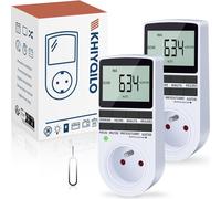 JEXNOVASHOP-Lot de 2 Programmateurs Prises Électriques Digitales, Version Française, Minuterie Prise Numérique 18 Programmes, Prise Programmable, Compte à Rebours, Mode Anti-vol, Économie Energie