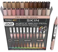 Jexnovashop-Lot De 22 Marqueurs De Peinture Acrylique À Pointe Pinceau Flexible De 1 À 7 Mm Pour Peinture Sur Roche, Lettrage Au Pinceau, Verre, Tasses, Bois, Métal, Toile, Tissu, Plastique, Non Toxi