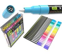 Jexnovashop-Lot De 24 Marqueurs Peinture Acrylique Couleurs Confettis Avec Pointes Extra Fine De 0,7 Mm, Peinture Sur Pierre, Verre, Bois, Métal, Toile, Céramique, Non Toxiques, À Base D¿Eau Et À Séc