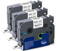 JEXNOVASHOP-Lot de 3 rubans encreurs compatibles avec Brother P-touch TZe-231, PT-1010, H105, D600, H100R, H110, H101C, H100LB, H200, D400, noir sur blanc