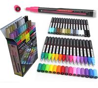 Jexnovashop-Lot De 30 Marqueurs Peinture Acrylique. Pointe Extra Fine De 0,7 Mm Pour Peinture Rupestre, Toile, Céramique, Verre, Métal, Tissu, Bois. Non Toxique, À Base D'eau, À Séchage Rapide