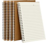 Jexnovashop-Lot De 5 A5 Cahier À Spirale, A5 Cahiers Lignés Kraft, Lignées Notebook, Cahier À Spirale Kraft 60 Feuilles/120 Pages Par Bloc, 80 G/M², Bloc Note Idéal Pour Écriture École Et Bureau