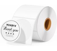 JEXNOVASHOP-Lot de 750 Étiquettes Thermiques Ronde Blanc, Etiquette Autocollante Ronde 2 x 2 pouces, Shipping Label Résistant aux rayures, à l'eau, à la saleté, à la poussière et à la graisse