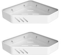 JEXNOVASHOP-M34034W, Étagère de douche sans perçage, étagère d'angle pour shampoing et gel douche, fixation murale, 2 pièces, blanc