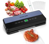 JEXNOVASHOP-Machine Sous Vide Alimentaire, 65KPA Sous Videuse Alimentaire 5-en-1 Pour le Mode Sec/Moist Avec Tuyau D'aspiration D'air, Coupeur Intégré et Rangement du Sac, 1 Rouleau de Sacs, 30 Sacs