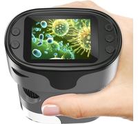 JEXNOVASHOP-Microscope Enfant Kit Complet - Microscopes de Poche Numérique Écran 4K Mini Rechargeable Portable Cadeau Jouets Éducatif pour Enfants 4-12 Ans avec Carte 32Go, Coffret EVA, Lames Préparé