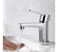 JEXNOVASHOP-Mitigeur Lavabo Salle de Bain en Laiton Chromé, Bec Réglable, Monocommande, Cartouche Céramique Anti-Fuite, Raccord Universel G3/8, Installation Facile, Eau Chaude et Froide