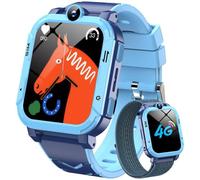 JEXNOVASHOP-Montre Connectée Enfant 4G, GPS+LBS+WiFi, Fonction SOS, Appels Vidéo Téléphonique,Podomètre, Moniteur de Sommeil,Caméra,pour Filles et Garçon Fille 5-16 Ans ¿Bleu¿
