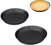Jexnovashop-Moule À Tarte, Lot De 3, Ø 21/26/28 Cm, Plat À Gâteau, Antiadhésif, Creux, Ustensile Pâtisserie, Anthracite