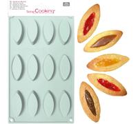 Jexnovashop-Moule En Silicone Barquettes 12 Cavités - Ustensile Souple Pour Gâteaux, Biscuits, Pâtisserie - Mini Barquettes - Four & Congélateur - Vert D'eau - 3126
