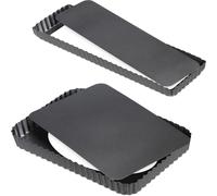 Jexnovashop-Moule Tarte Rectangulaire, Lot De 2 Pratique, Fond Amovible, Antiadhésif, 31x21,5 Cm Et 35x11 Cm, Anthracite