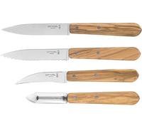 Jexnovashop-Opinel - Coffret De 4 Couteaux De Cuisine Les Essentiels Olivier - N°112 Office, N°113 Cranté, N°114 Légumes, N°115 Éplucheur - Manche En Bois D'olivier