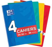 Jexnovashop-Oxford Lot De 4 Cahiers Color Life 24x32cm Grands Carreaux Seyès 96 Pages Agrafées 90g Couleurs Assorties
