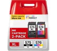 JEXNOVASHOP-PG-575XL CL-576XL Cartouche Remplacement pour Canon 575 et 576 PG575 XL CL576XL Compatible pour Canon PIXMA TS3550i TS3551i TS3750i TR4750i TR4751i (Noir Couleur, 2-Pack)