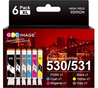 JEXNOVASHOP-PGI-530 CLI-531 XXL Compatible Cartouches d'encre pour Canon 530 531 PGI-530 CLI-531 pour Canon TS8750 TS8751 (1 PGBK,1 Noir,1 Cyan,1 Magenta,1 Jaune,1 Gray, 6-Pack)