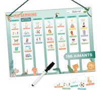 JEXNOVASHOP-Planning semaine pour enfants - Tableau magnétique Montessori au design mignon avec 200 aimants & un stylo - Jeux éducatifs à partir de 3 ans - Calendrier pour enfants