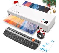 Jexnovashop-Plastifieuse, Plastifieuse A4 Thermique Et À Froid Et 40 Pochettes, 4 En 1 Machine À Plastifier Avec Coupe-Papier Et Arrondisseur D'angle, Plastifieuse A4 A5 A6 Pour Bureau Maison Carte M